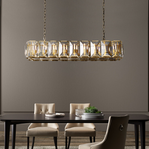 Modern Luxury K9 Harlow Crystal Chandelier Rectangle Gold LED Pendant Light Hotel Restaurant Suspension Luminaire