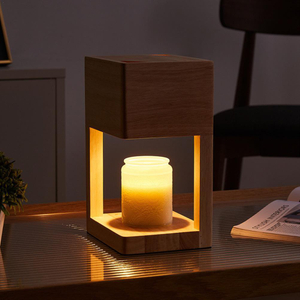 Semi-Open Design Wood Candle Warmer Aroma Burner Fragrance Lamp Dimmable Wood Lamp Candle Warmer Lamp Wax Melt Lamp
