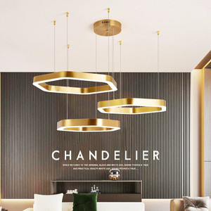 Hexagon Design LED Chandelier Modern Luxury Stainless Lamp Living Room Pendant Light Fixture Home Decor Staircase Ceiling Lustre