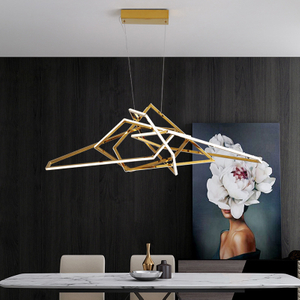 Modern Luxury Polygon LED Chandeliers Living Dining Room Kitchen Lighting Decor Pendant Chandelier Indoor Hanging Lights Fixture