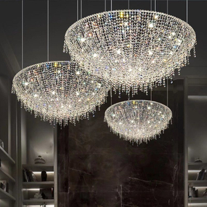 New Modern Elegant Luxury Creative Design Clear Blue Crystal Pendant Light Hanging Lamp Chandelier for Living Room Bedroom