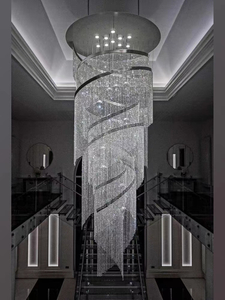 Simple Crystal Chandeliers Stairwell Living Room Personality Dining Room Duplex Villa Light Luxury Creative Lamps