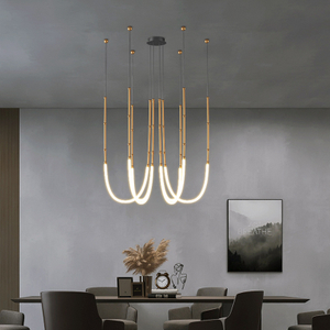Italy Designer Duplex Penthouse Soft Chandelier Lighting Minimalistic Line Suspension Ceiling Lamp LED Living Dining Hanging