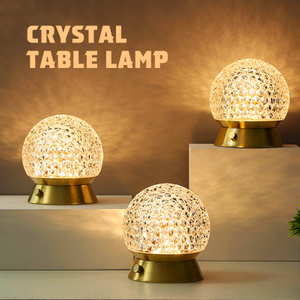Modern Acrylic Crystal Lamps Spherical Astigmatism Desk Lamp USB Rechargeable LED Diamond Table Light Touch Dimming Controls