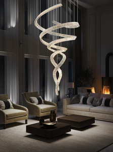 Nordic Villa Ceiling Living Room LED Chandelier Crystal Lamp Pendant Light Luxury Staircase Duplex Loft Suspension Luminaire