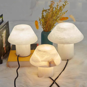 Artsolute Handcrafted Alabaster Table Lamp Dimmable Warm LED Bedside Lamp Unique Lamp for Living Room Bedroom