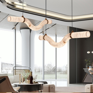 2023 New Trend Alabaster LED DIY Hanging Lamps Chandelier Lighting Fixtures Lustre Suspension Luminaire Lampen for Foyer