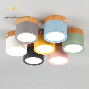 Interior Decoration Light LED Downlight Dimmable Nordic Wood Modern LED Surface Mounted Ceiling Light Spotlight
