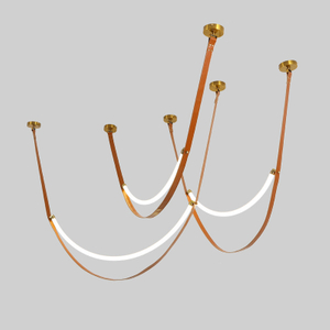 Italian Designer Belt LED Lamp Tube Combination Suspension Chandelier for Living Room Bar Hotel Lobby Pendant Lighting Decor