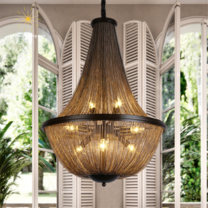 Modern Restaurant Lamp LED Black Luxury Home Pendant Light Contemporary Lighting Aluminum Chain Tassel Chandelier